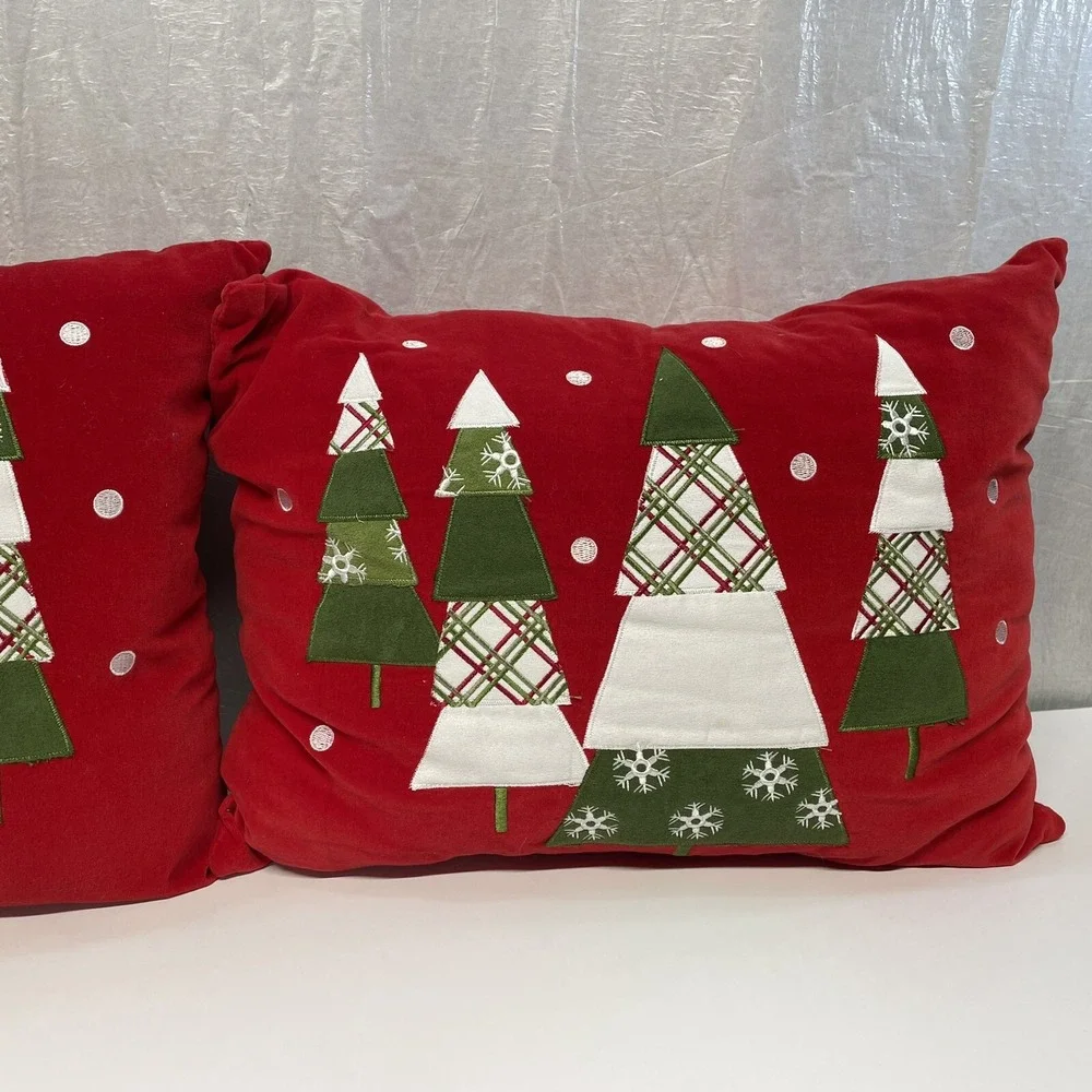 Christmas Tree Throw Pillow Set Red Green‎ Holiday Home Decor Festive 16